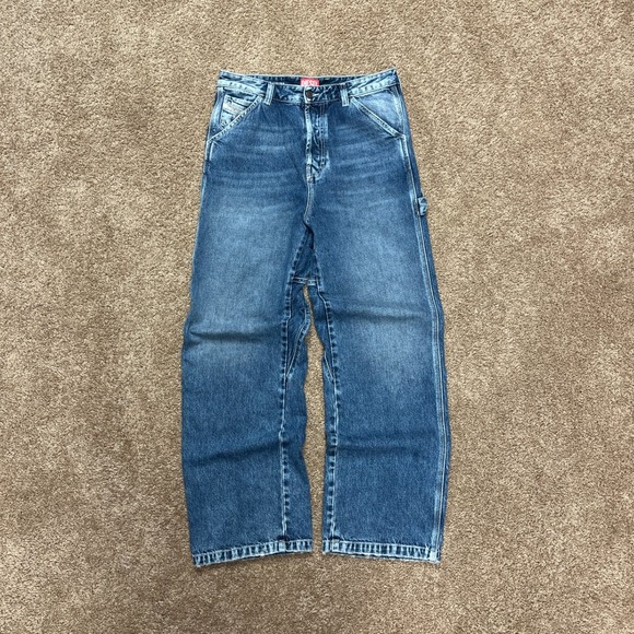 Y2K Diesel D-Livery Baggy Carpenter Jeans Mens W32 L30 Wide Leg Denim Blue - Picture 1 of 12
